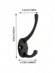 Black Wall Hook, Wall Mounted Compartment Accessory, Retro Double Hook, Heavy-Duty Door Hook, Can Be Used To Hang Towels, Hats, Keys, Wardrobes, Bags, Nail Racks, Key Racks, Suspended Storage Racks, Storage Racks - Black - View 7
