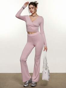 Rina Fox 2026 Casual Street Style Minimalist Solid Color 2-Piece Set For Women - Pink - View 1