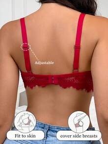 DesireSculpt 1件性感蕾丝女士时尚舒适文胸 - 紅色 - 查看 2