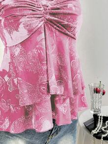 Breezaya Women's Fashionable Printed Strapless Camisole - Pink - View 5