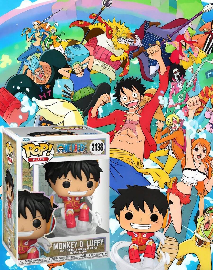 Funko Pop Plus 乙烯基人偶收藏品，海贼王 蒙奇·D·路飞 #2138 盒装展示模型，动作姿势动漫人物，桌面摆件，动漫迷礼物，生日礼物 - 彩色 - 查看 1