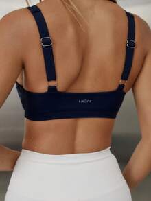 Aralina 休闲运动女士宽松圆领基本款短款健身上衣 - 藏蓝色 - 查看 2