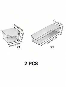 SHEIN Drawer Desktop Cosmetics Storage Box, 2PCS/6PCS Combination Clear Plastic Drawer Organizer Set,Transparent Dresser Storage Box, Exquisite Storage Box,Desk Drawer Divider Organizers And Storage Bins For Makeup, Jewelry, Gadgets For Kitchen, Bedroom, Bathroom, Office Christmas For Holiday Gift Giving - transparent black - View 9