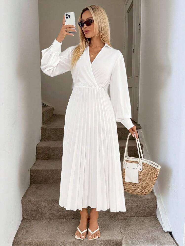 white pleated midi dress Sleek Poplin Our Lna Pleated Midi Dress is cut from stretch satin Azazie 2026 White Graduation Dress