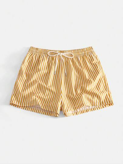 EASEVO 加大码男士抽绳腰带条纹休闲百搭短裤