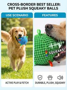 PETSIN 1个全新响亮撞击球形狗狗玩具，可滚动、咀嚼和啃咬。一款能让狗狗缓解压力、尽情玩耍的娱乐玩具。宠物狗玩具。 - 彩色 - 查看 4