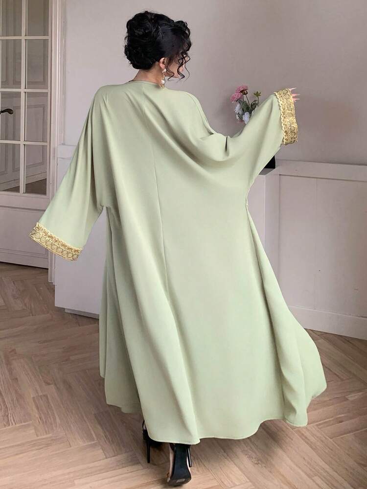Women's Elegant Contrast Color Sequin Patchwork Robe & Robe Two Pieces Set, Spring/Summer