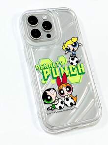 THE POWERPUFF GIRLS X SHEIN 飞天小女警足球手机壳，透明软TPU保护套，3D水波纹纹理，保护摄像头镜头，“点球”图案，可爱卡通运动设计，防震保护套，日常使用及生日礼物，适合女孩和卡通迷，兼容iPhone 11/12/13/14/15/16/17 Pro Max，手机配件，快速发货 - 無色 - 查看 11