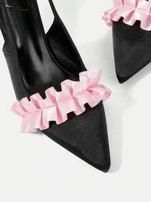 CUCCOO HITCHD 女士鞋履春夏新款立体玫瑰设计细高跟水钻女鞋正装鞋约会下午茶派对情人节优雅服饰 - 黑色 - 查看 10