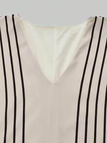 Breezaya Đầm ngắn tay cổ chữ V dáng rộng, thoải mái, thích hợp mặc hàng ngày, đi làm hoặc làm việc. - Màu be - Xem 5