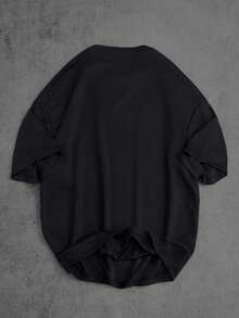 VintageManfinity  Sports T-Shirt With Short Sleeves, Round Neck, Loose Fit And Lettering Print For Men, Summer Tops - Black - View 5