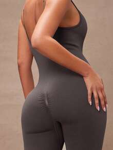 Lumalex Minimalist Fashion Summer Jumpsuit Workout Pants - Brown - View 6