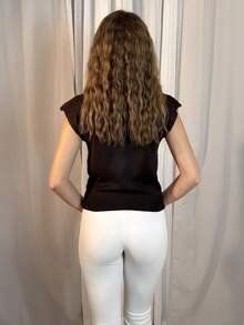 Aless PB Elegant High Neck Loose Casual Versatile Sleeveless Knit Sweater Vest,Brown Sweater In Fall/Winter - Coffee Brown - View 2