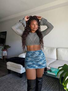 Tyla Gomez 美国复古紧身铅笔裙，性感合身 - 藍色 - 查看 4
