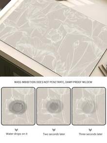 1PC 40x30cm Waterproof Non Slip Rubber Back Absorbent Soft Silicone Mud Line Drawing Flower Lotus Printed Placemat Multipurpose Kitchen Dining Mat For Coffee Machine Espresso Maker Dish Rack Plate Drying Tray Coffee Pot Mat Kitchen Table Accessories - Multicolor - View 5