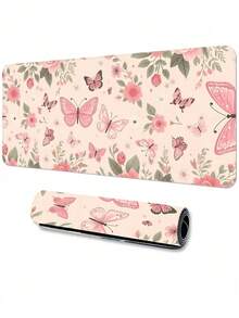 1 pieza Alfombrilla de ratón extra grande con diseño de mariposa - Tapete de escritorio para juegos con borde cosido, lavable, con base de goma antideslizante, protector de teclado de varios tamaños para oficina y escuela - Mariposa - Ver 6