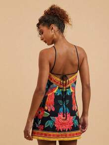 Travachic 女士梭织印花露背迷你连衣裙 - 彩色 - 查看 2