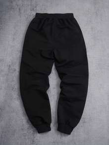 Manfinity ZONE917 Men's Gothic Print Drawstring Waist Pockets Casual Sweatpants Sweat Pants - Black - View 3