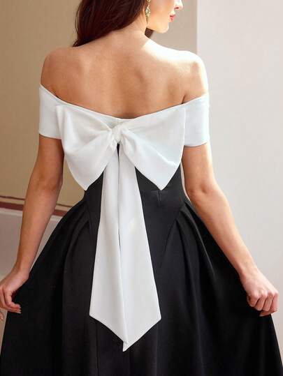 Vintamour Vintage Elegant Women's Dress With Pockets Contrast Color Bow Off-Shoulder Holiday Party Long Dress Summer Dresses For Women Summer Holiday Outfits Spring Outfit Women Spring Dress Women Spring Break Outfits Spring Clothes Women Spring Women Elegant Dresses For Party Elegant Party Dresses For Women Wedding Guest Dress For Women Wedding Party Dress Graduation Dress Elegant Ceremony Dresses Elegant Dresses For Women Formal Dress ,Summer Dress,Spring Dresses For Women