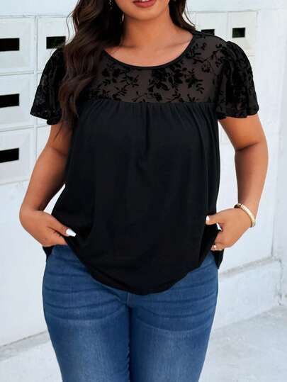 EMERY ROSE Plus Size Women Casual Round Neck Daily Wear Short Sleeve T-Shirt