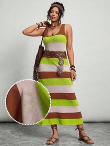 SHEIN LUNE Đầm dệt kim cỡ lớn, Đầm kẻ sọc nhiều màu cỡ lớn, Đầm dài không tay cổ chữ U, Trang phục dự lễ hội âm nhạc, Trang phục đi nghỉ mát, Đầm đi nghỉ mát, Trang phục đi biển, Đầm maxi kẻ sọc, Đầm dài thường ngày, Đầm hè cho nữ, Đầm dài nữ, Đầm maxi phong cách Boho, Đầm maxi mùa hè, Đầm maxi đi nghỉ mát cho nữ, Đầm maxi không tay cho nữ, Đầm maxi dệt kim, Đầm maxi in họa tiết, Đầm hè cho nữ, Đầm đi nghỉ mát cho nữ. - Nhiều màu - Xem 2