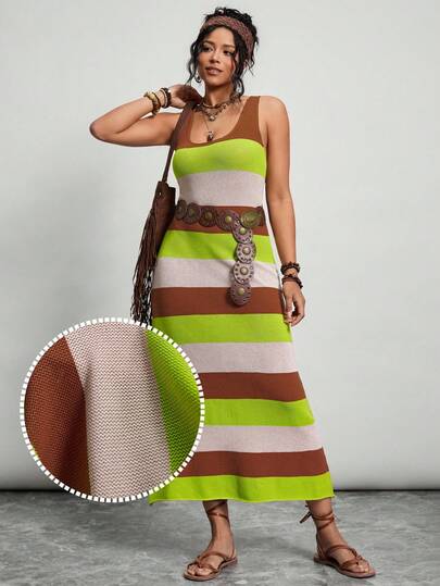 SHEIN LUNE Plus Size Knitted Dress, Plus Size Colorful Striped Dress, U-Neck Sleeveless Long Dress, Music Festival Outfit, Vacation Outfit, Vacation Dress, Beach Outfit Striped Maxi Dress Long Casual Dress Summer Dresses For Women Women Long Dresses Boho Maxi Dress Maxi Summer Dress Women Vacation Maxi Dress Women Sleeveless Maxi Dress Knitted Maxi Dress Maxi Print Dress Women's Summer Dress Vacation Dress Woman Maxi Print Dress For Women Vacation Boho Dresses For Women Summer Striped Dresses For Women Boho Long Dress Summer Long Maxi Dress For Summer Maxi Dresses For Women Knitted Dresses Vacation Dresses Maxi Skirt Sets Vacation Outfits Woman Skirt Set Summer Skirt Sets Summer 2 Piece Sets Woman 2 Piece Skirt Sets Woman Maxi Dress Woman Vacation Maxi Dress Woman