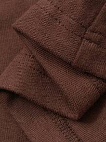 DAZY 3pcs Set Minimalist Knit Cardigan, Pleated Camisole, Loose Pants Women Pajama Set - Coffee Brown - View 7