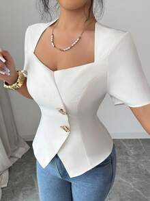 Elenzga Una camisa de verano elegante y con estilo para el transporte de las mujeres - Albaricoque - Ver 4