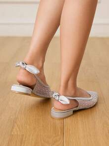 CUCCOO HITCHD Women Shoes Summer And Summer New Fashion French Mesh Rhinestone Pointed Flat Sole Shoes,Bow With Slip-On, Comfortable And Elegant, Versatile And Not Tired Of Feet, Silver Hot Rhinestones Are Very Beautiful Summer Shoes Wedding Shoes Bride Shoes - Silver - View 8