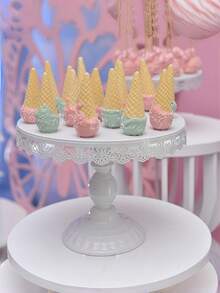 Elegant White Metal Cake Stand With Lace Detail - Tiered Dessert Display Tray For Cupcakes, Birthday Party & Events - Multicolor - View 4