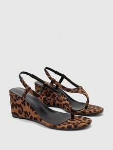 CUCCOO BIZCHIC 女士水钻装饰休闲厚底凉鞋 - 豹紋 - 查看 2