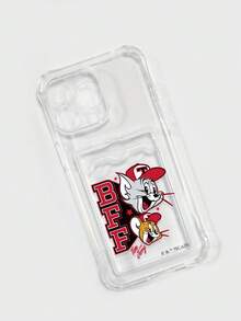 TOM & JERRY X SHEIN Tom & Jerry Cat & Mouse BFF Cartoon Clear TPU Card Holder Phone Case, Lens-Protective Shockproof Anti-Scratch Cover With Card Slot, Nostalgic Anime Daily Gift Accessory, Fundas,Compatible With IPhone Case,Covers,Compatible With IPhone 16/Compatible With IPhone 17/Compatible With IPhone 17 Pro Max/Compatible With Iphone 17 Pro Cell Phone Case, Quick Ship - Clear - View 11