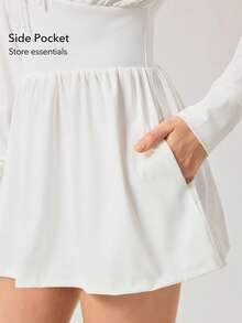 OutZeal 女士网球连衣裙 白色日常休闲连衣裙 防紫外线 长袖 连帽 收腰设计 - 白色 - 查看 3