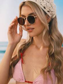 Swim Mod 1 par de gafas de sol unisex con montura redonda retro de color marrón, de moda y favorecedoras, adecuadas como accesorio de verano, para vacaciones, festivales de música electrónica, ropa urbana, ropa deportiva, pesca, viajes, salidas familiares, senderismo, golf, atuendos de vacaciones, conducción, actividades al aire libre, atuendos elegantes, playa, fiestas, ambiente vacacional, deportes, accesorios de ropa urbana, vacaciones, actividades al aire libre - Marrón - Ver 4