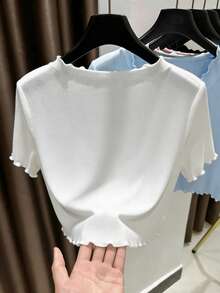 Resyla 新款针织长袖薄款披肩开衫，短款冰丝轻薄防晒女装 - 白色 - 查看 2