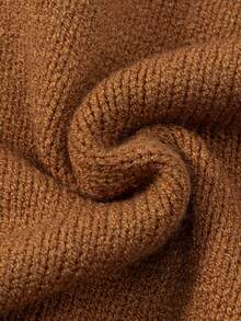 Noixe Casual Versatile Solid Color Knit Top - Coffee Brown - View 4