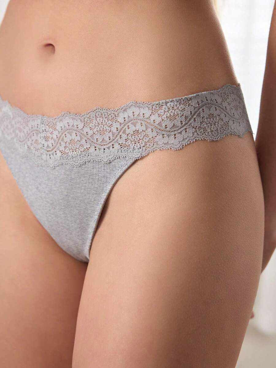 Ocili 女士蕾丝休闲舒适三角裤 - 淺灰色 - 查看 1