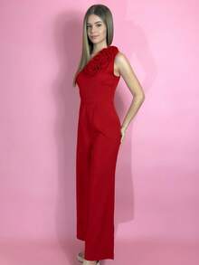 Aless PB Women's Red Sleeveless Floral Jumpsuit, Casual For Everyday Wear - Red - View 4