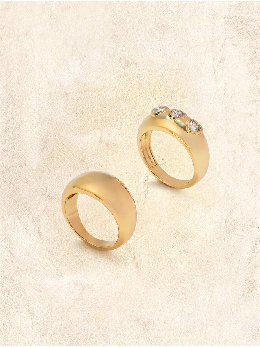 Glisma Women's Ring Set,Premium/Old Money/Classy,18K Gold-Plated,Sexy/Vintage,For Mom/Women/Girl/Mother,Summer/Beach/Prom/Party,Layered/Gemstone/Beaded/Crystals - Gold - View 1