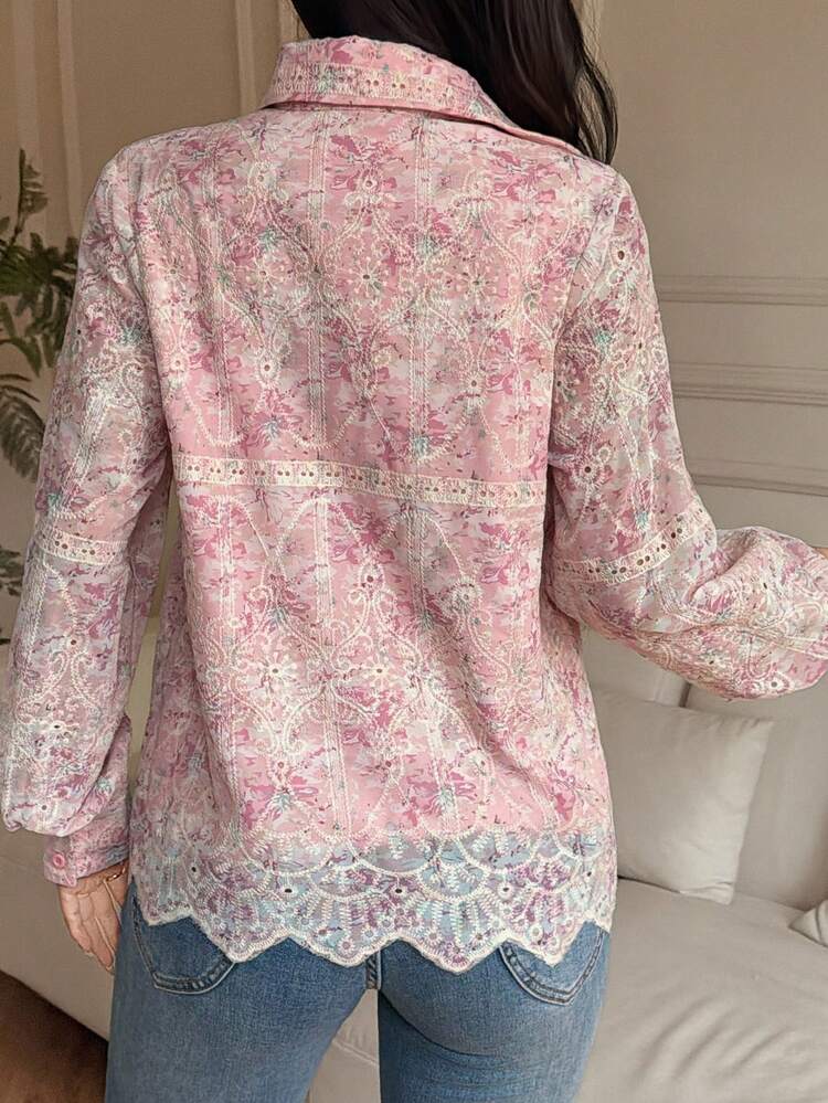 Women's Elegant Floral Print Blouse, Spring/Summer