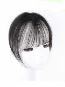 4x6CM Human Hair Topper With Bangs Invisible Swiss Net Hair Piece Straight Topper Increase Hair Volume Hairpiece Secure Clip For Women - Natural Black - View 6