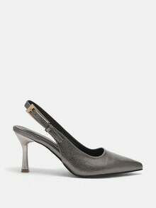 秋冬女士尖头高跟鞋，带绑带和后跟带，通勤风格，优雅，猫跟，派对鞋 - 銅色 - 查看 10