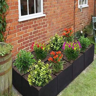 Túi trồng cây nhiều ngăn bằng nỉ đen, chất liệu vải thoáng khí, 8 ngăn, có thể tái sử dụng, dễ dàng mang theo và có tay cầm.