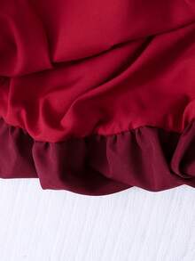 Tween GirlsRetro Elegant Red Bow Petal Sleeve Cardigan And White Bow Strap Peplum Dress Set, Sweet And Chic - Burgundy - View 6