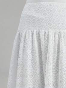 Ontre 2026春夏女士蕾丝A字裙，舒适柔软梭织面料，褶皱宽松版型，优雅都市时尚，适合商务、休闲、办公、机场、邮轮、婚礼宾客等场合，百搭高品质 - 白色 - 查看 6