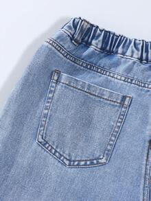 Genkimix Kids Teen Girls Blue Summer Cute Jeans,High-Waisted Wide Leg Baggy Denim Pants With Cherry Embroidery,Y2K Casual Holiday Back-To-School Retro Street Style - Light Wash - View 8