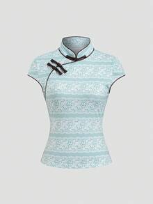 Sweetra Y2K Chinese Style Cheongsam Collar Elegant Blouse - Multicolor - View 4