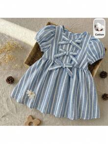 Loomiva 新生女宝宝柔软针织圆领花瓣袖收腰连衣裙 - 彩色 - 查看 3