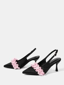 CUCCOO HITCHD 女士鞋履春夏新款立体玫瑰设计细高跟水钻女鞋正装鞋约会下午茶派对情人节优雅服饰 - 黑色 - 查看 9