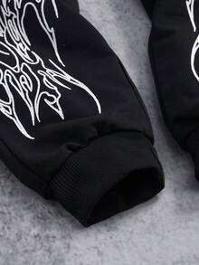 Manfinity ZONE917 Men's Gothic Print Drawstring Waist Pockets Casual Sweatpants Sweat Pants - Black - View 4